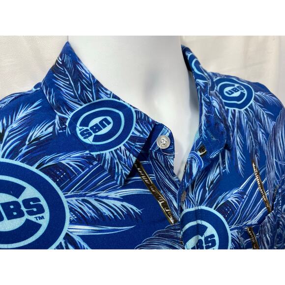 Chicago Cubs Hawaiian Tropical Flower Casual Short Sleeve Button Shirt Large - Picture 8 of 8